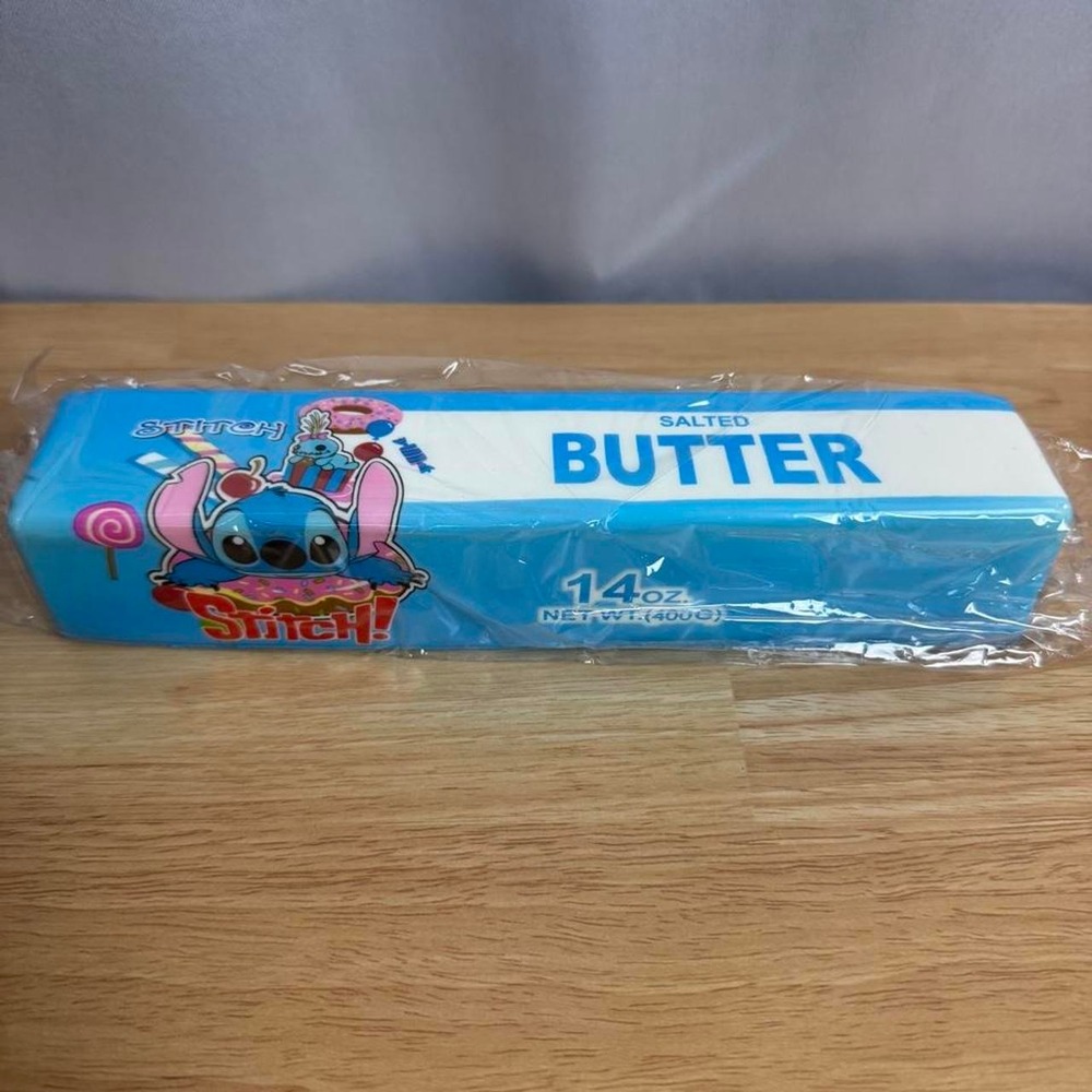 NEW Stitch Jumbo Butter Squishy featuring the donut design.